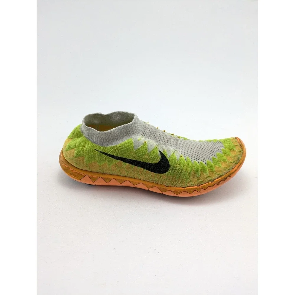 Mens Nike Free 3.0 White Laser Orange Flyknit Running Shoes 636232-100 Size 10.5